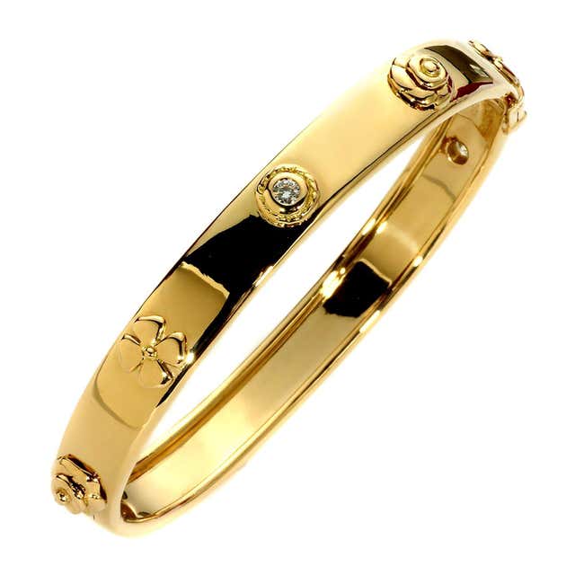 Chanel Camellia Gold Diamond Bangle Bracelet at 1stDibs | chanel gold ...