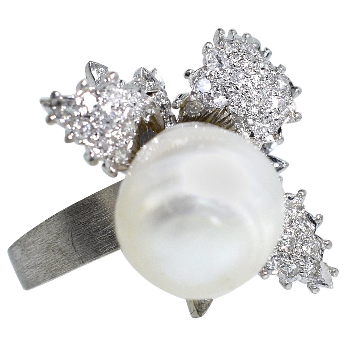 Baroque Pearl and Diamond Ring, circa 1960