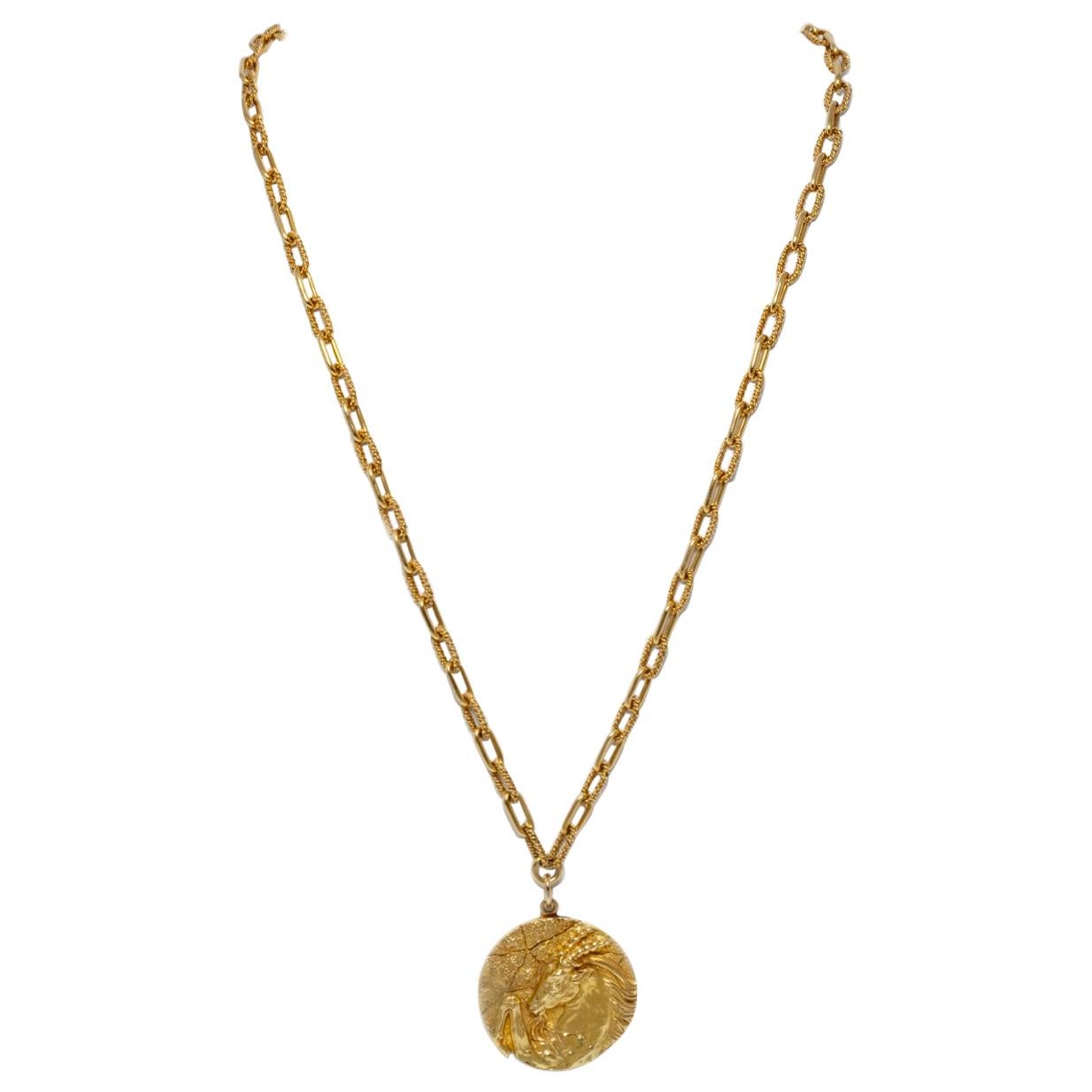 Tiffany & Co. Gold Zodiac Pendant Chain Necklace