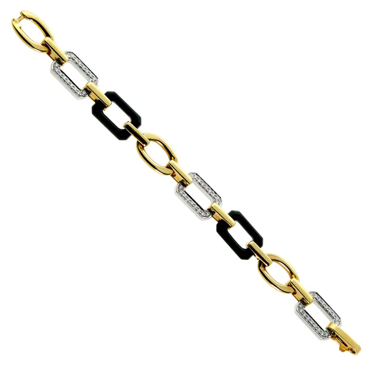 Chanel Onyx Diamond Gold Bracelet For Sale
