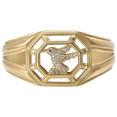 Slane & Slane Yellow Gold Diamond Hummingbird Cuff Bracelet