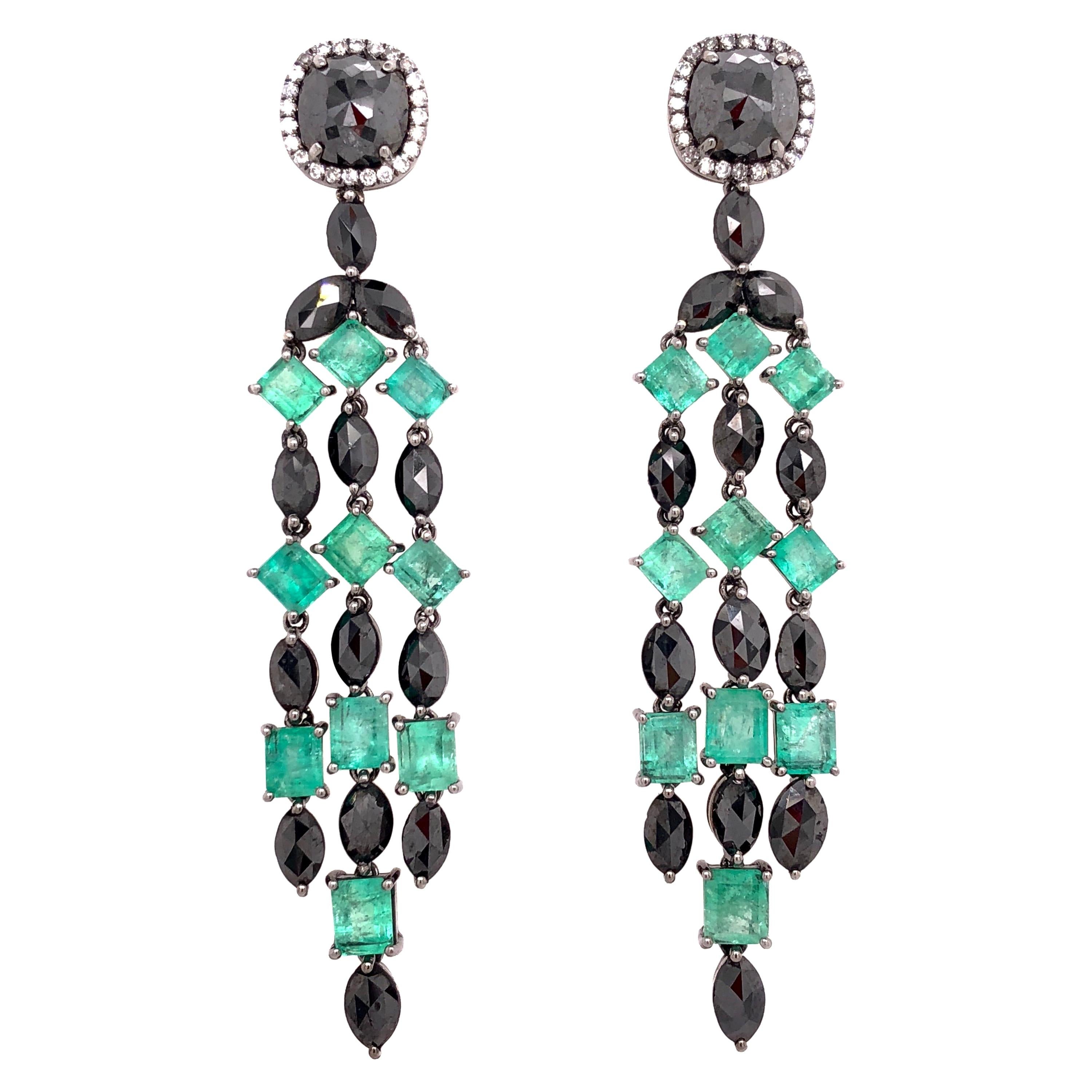 Ruchi New York Colombian Emerald and Black Diamond
