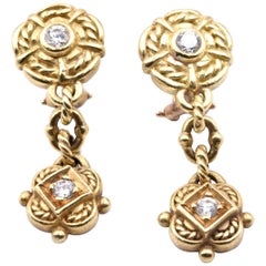 Judith Ripka 18 Karat Yellow Gold Diamond Dangle Earrings