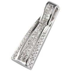 5.00 Carat Princess and Round Diamond Drop White Gold Pendant