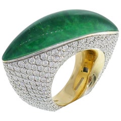 Vhernier Fuseau Diamond White Gold Ring with Jade and Quartz