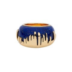 18 Carat Yellow Gold and Lapis Lazuli Manhattan Skyline Cocktail Ring