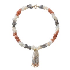 9 Carat Yellow Gold and Moonstone 'Kahlua' Beaded Tassel Necklace
