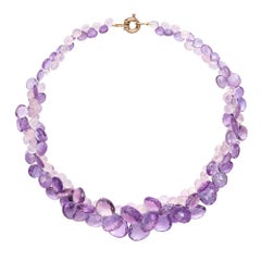 9 Carat Yellow Gold, Amethyst and Rose Quartz 'Cassis' Necklace