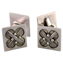 Pair of Georg Jensen Art Deco Cufflinks in Sterling Silver, 1933-1944