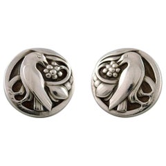 Pair of Earrings in Sterling Silver by Georg Jensen, Design Number 54