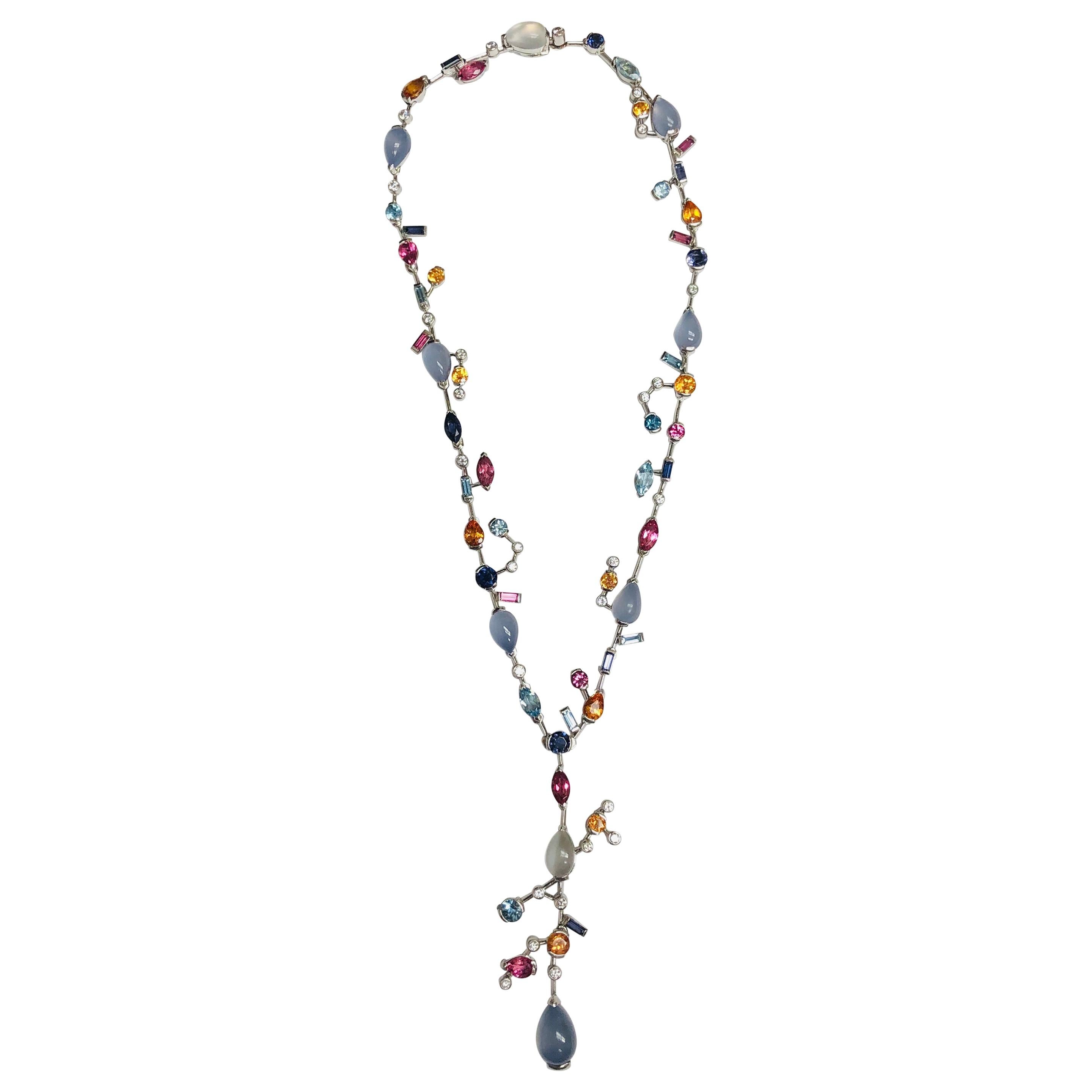 Cartier "Meli Melo" Collection Diamond and Multicolored Gemstone Necklace For Sale