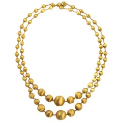 Marco Bicego Africa 18 ct Gold Graduated Long Single, Double Wave Bead Necklace