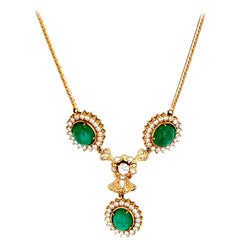 25 Carat Emerald and Diamond Necklace