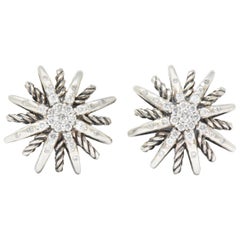 Vintage David Yurman Diamond Sterling Silver Starburst Earrings