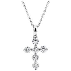 Roman Malakov Round Diamond Cross Pendant Necklace