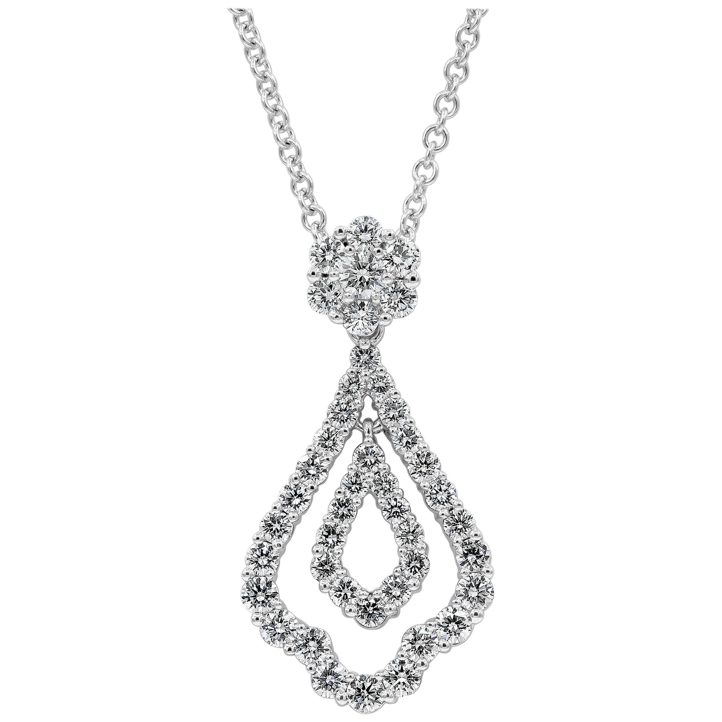 Roman Malakov Open-Work Diamond Drop Pendant Necklace