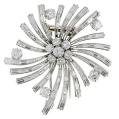 Retro Van Cleef & Arpels  Diamond Platinum Flower Brooch