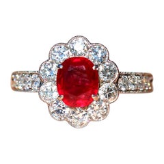 Burma No Heat Pigeon Blood SSEF Certified Ruby and Diamond Ring