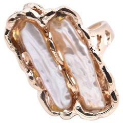 14 Karat Yellow Gold Vintage Pearl/Freshwater Baroque Ring