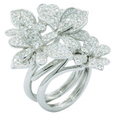 Diamond Floral Two-Finger Ring, 2.58 Carat