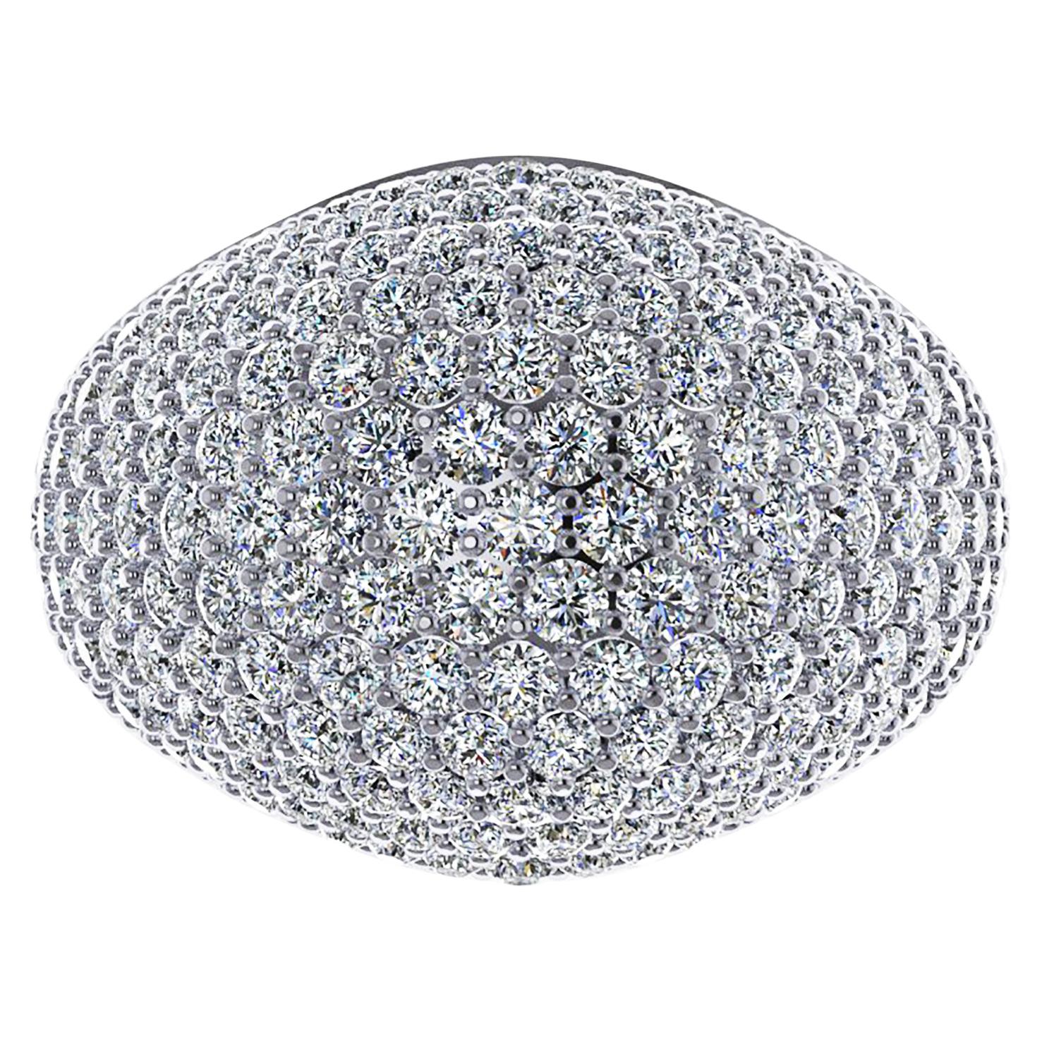 3.20 Carat White Diamond Dome Pave 18 Karat White Ring