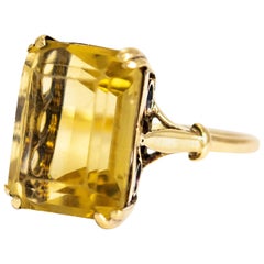 Art Deco Citrine 9 Carat Gold Ring