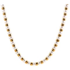 Chanel Baroque Pearl Beads Yellow Gold Long Strand Necklace
