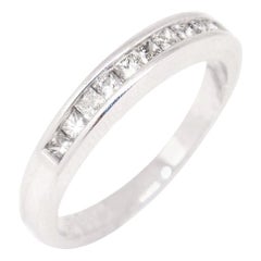 18 Karat White Gold 0.45 Carat Princess Cut Diamond Engagement Band Ring
