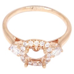 14 Karat Rose Gold, Si1, G-H, 0.41 Carat Diamond Engagement Semi Mounting Ring