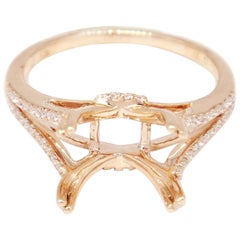 14 Karat Rose Gold 0.17 Carat Diamond Engagement Semi Mount Ring