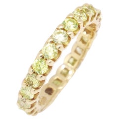 Unique 14 Karat Yellow Gold 1.73 Carat Fancy Yellow Diamond Eternity Band