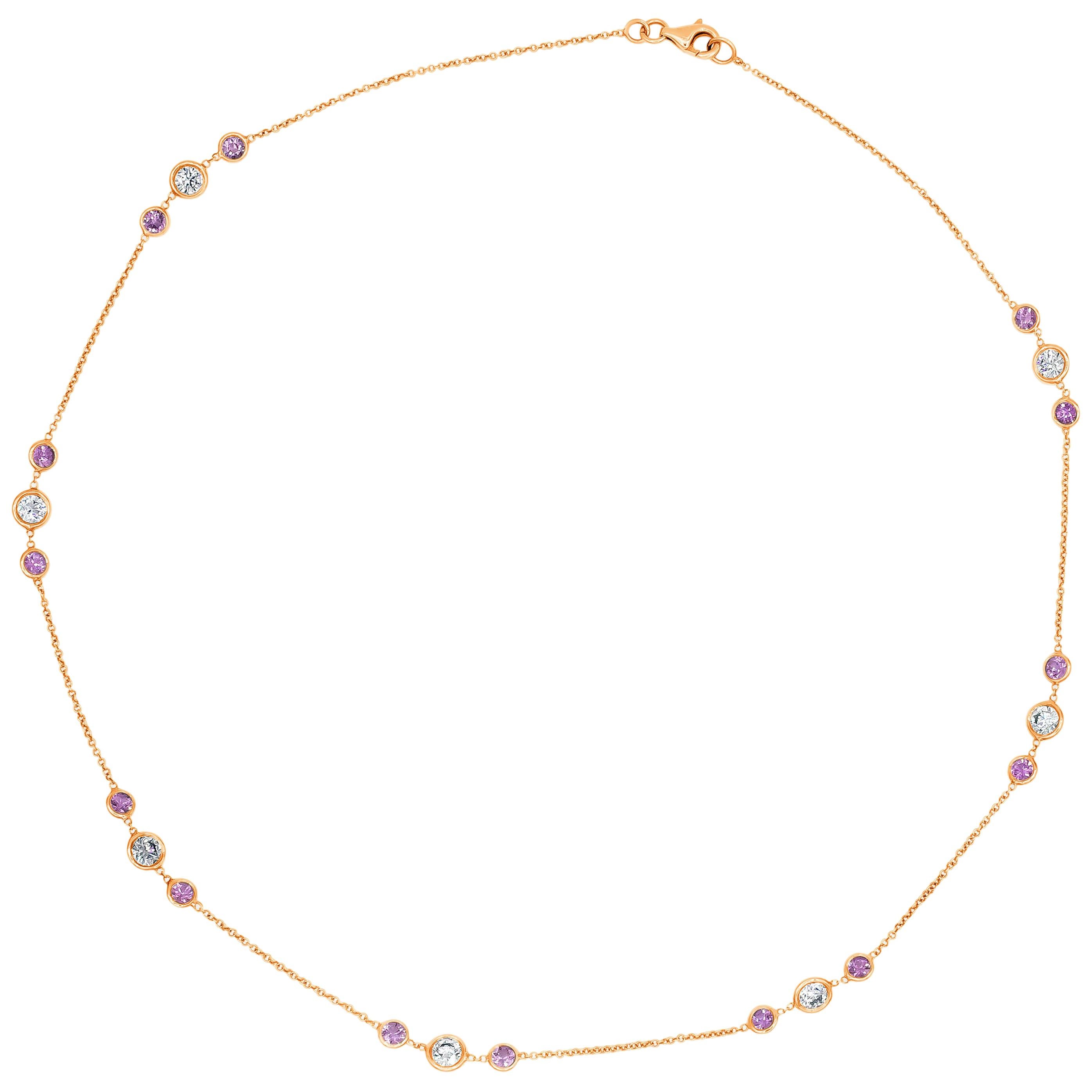 Roman Malakov Pink Sapphire and Diamond by The Yard Necklace