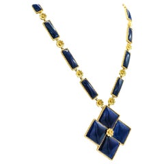 Vintage Llias Lalounis 22 Karat Gold and Sodalite Pendant-Necklace