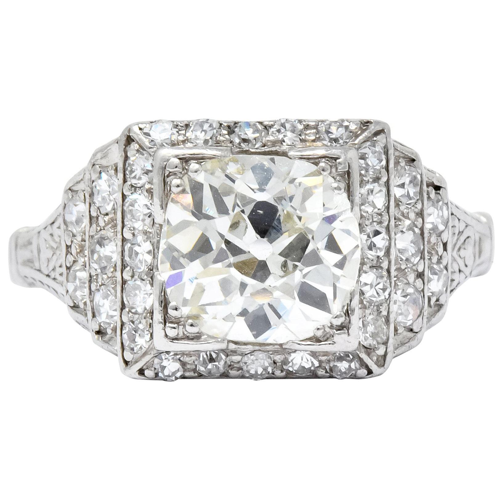 Art Deco 1.95 Carat Diamond Platinum Engagement Ring