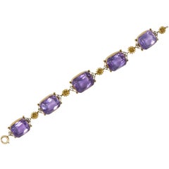 Victorian 83.50 Carat Amethyst 14 Karat Gold Bracelet