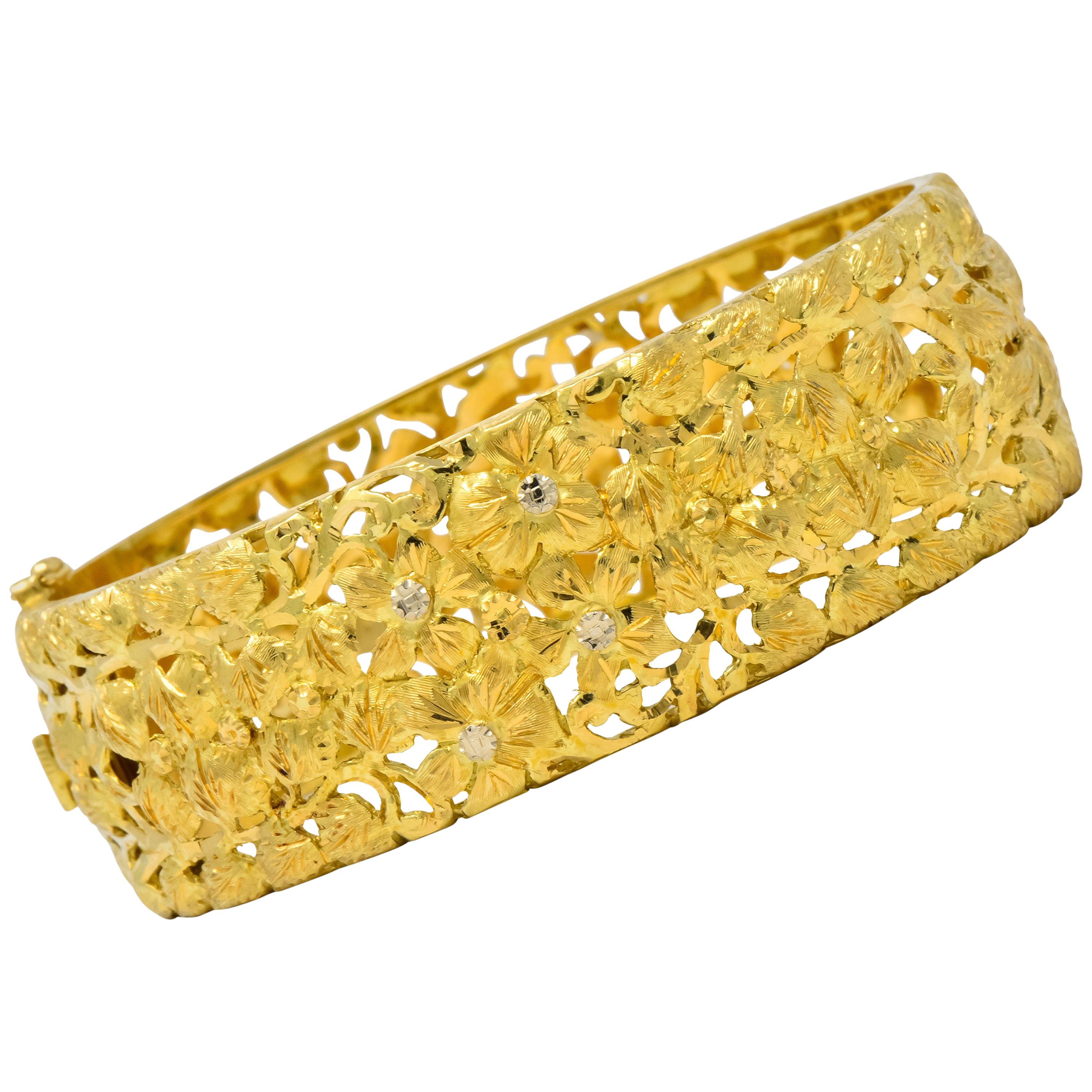 Milor 18 Karat Gold Hinged Bangle Bracelet