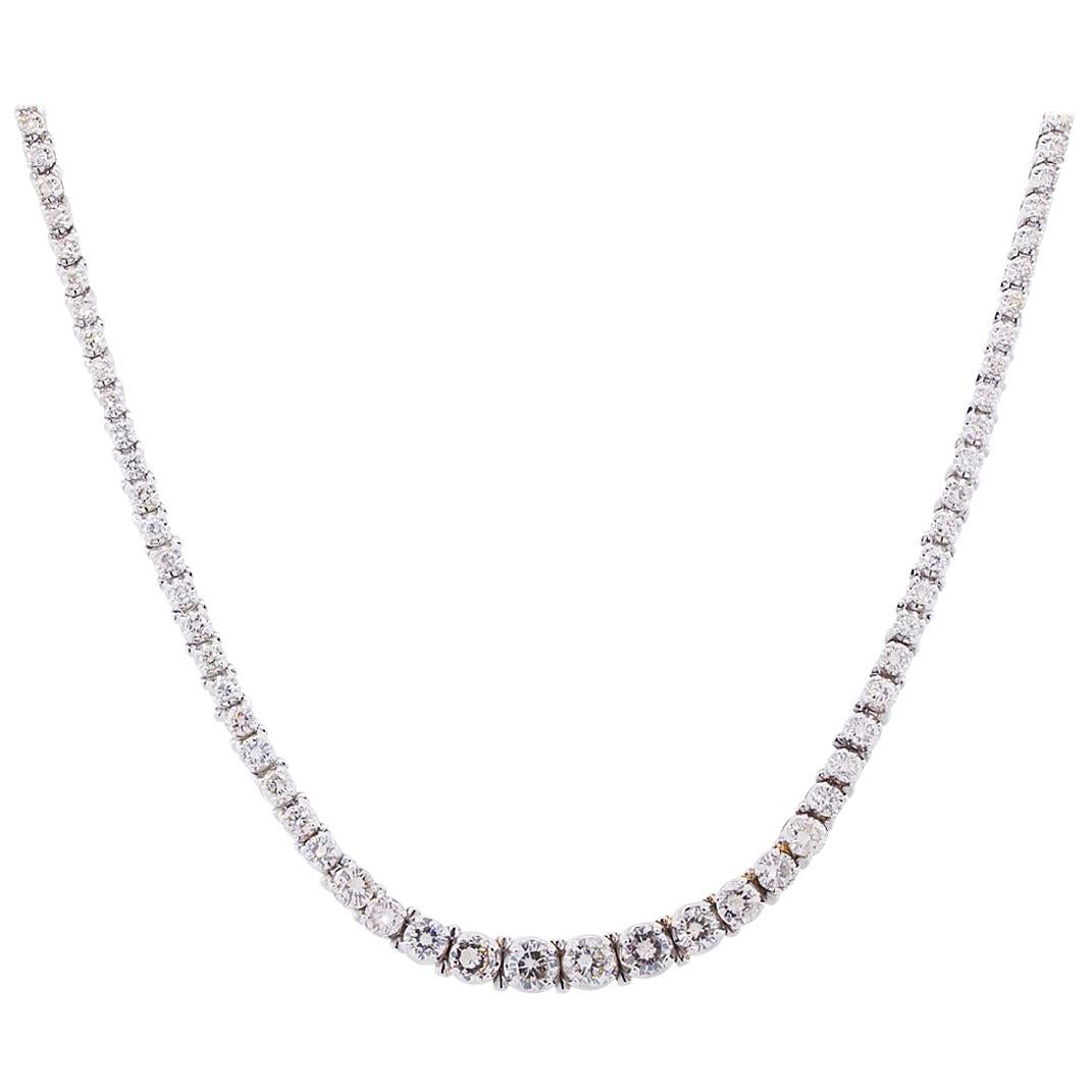 Round Brilliant Graduated Diamond Tennis Necklace