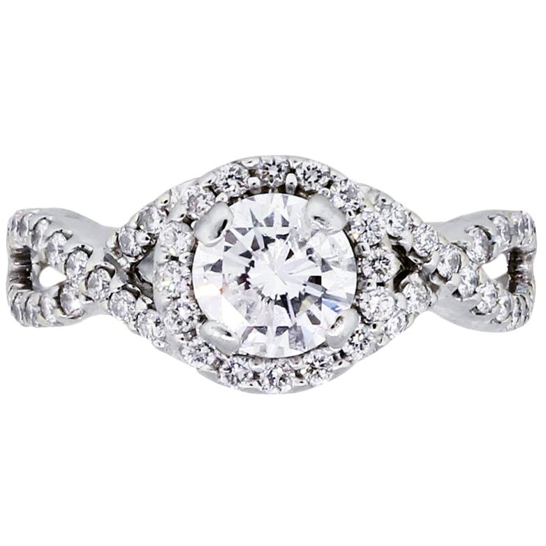 Gabriel & Co. Round Brilliant Diamond Halo Engagement Ring