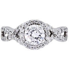 Gabriel & Co. Bague de fiançailles halo de diamants ronds et brillants