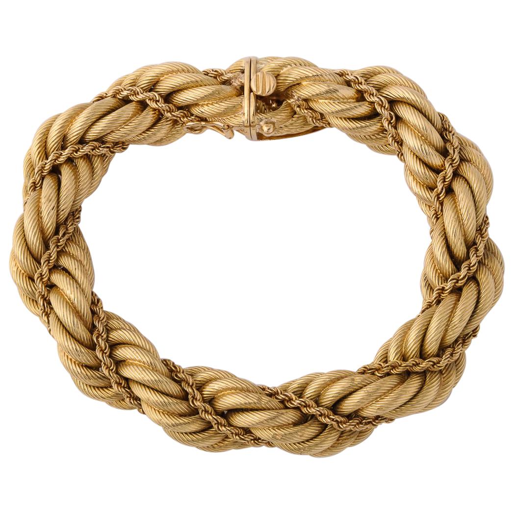 Tiffany & Co. 1960s Braided Rope Design Gold Twist Bracelet