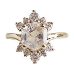 Hexagon Moonstone Rosie Diamond Ring