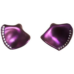 Pink Titanium Diamond Gold Earrings