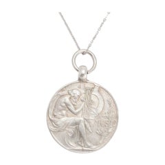 Art Nouveau Orpheus Music Silver Medallion