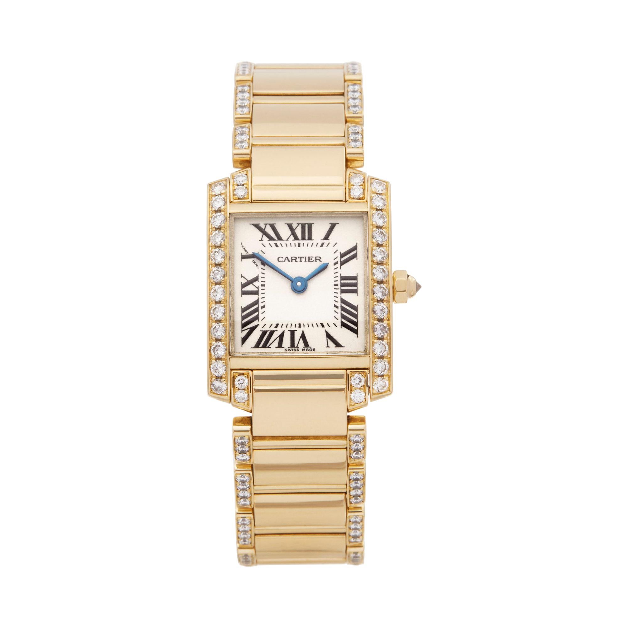 Cartier Tank Francaise Diamond 18K Yellow Gold 2385 or WE1001RG Wristwatch