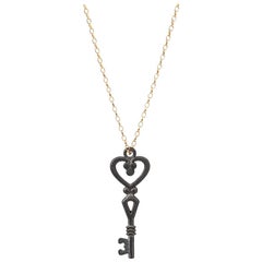 18ct Yellow Gold Vermeil and Brass Key Charm Pendant Necklace