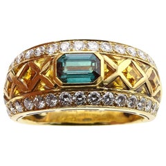 Alexandrite Ring with Citrine and Diamonds, Signed Garrard