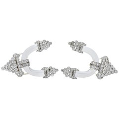 Art Deco 10.00 Carat Diamond Rock Crystal Platinum White Gold Clip Brooches