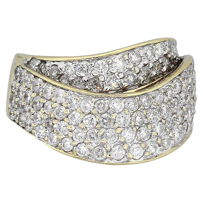 Round Cut Diamond Pave Crossover Ring