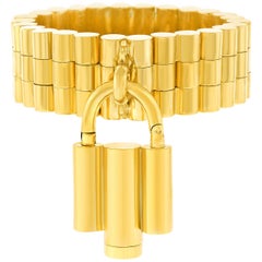 Art Deco French Gold Bracelet with Lock