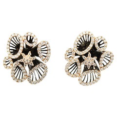 Morris & David 14 Karat Rose Gold 1.87 Carat Diamond Flower Earrings